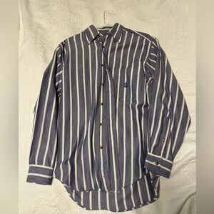 Nautica men’s button down sz Small 100% cotton blue/white stripe EUC